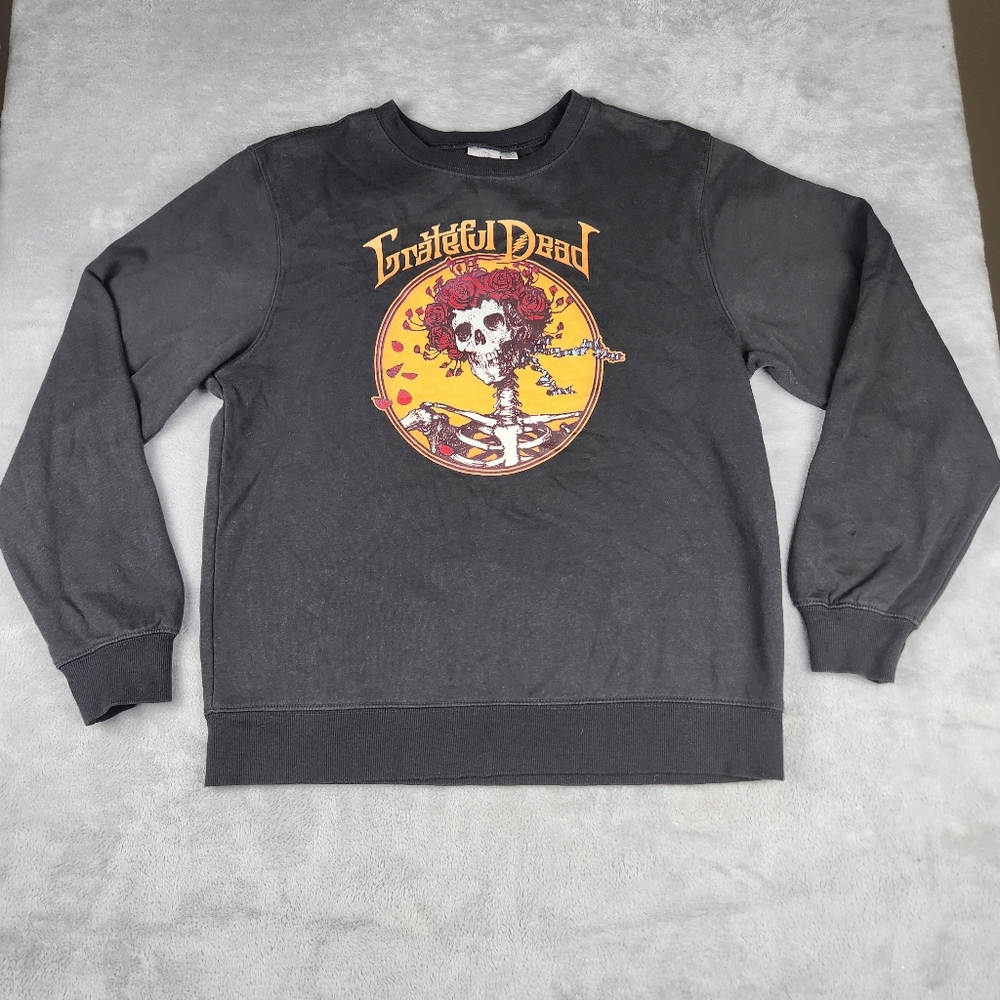 Grateful Dead Sweatshirt Gray Long Sleeve Skull Graphic Womens Size L Large